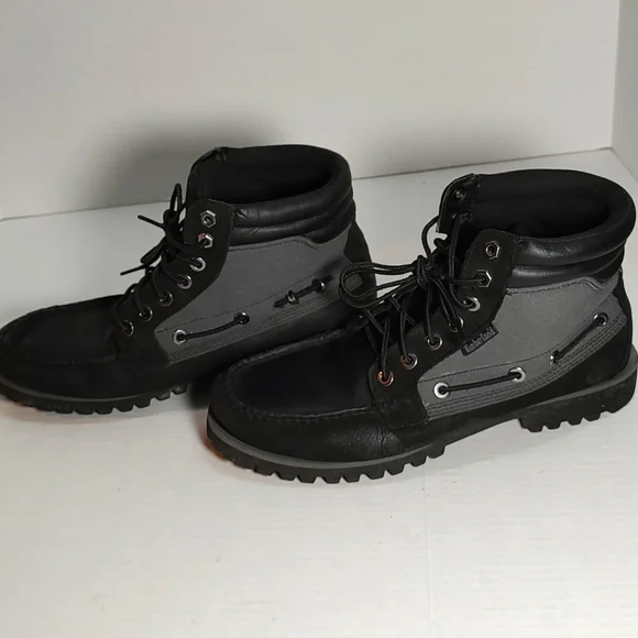 Men's 9 Timberland Boots Black Grey Gray Suede Nubuck - Picture 5 of 8